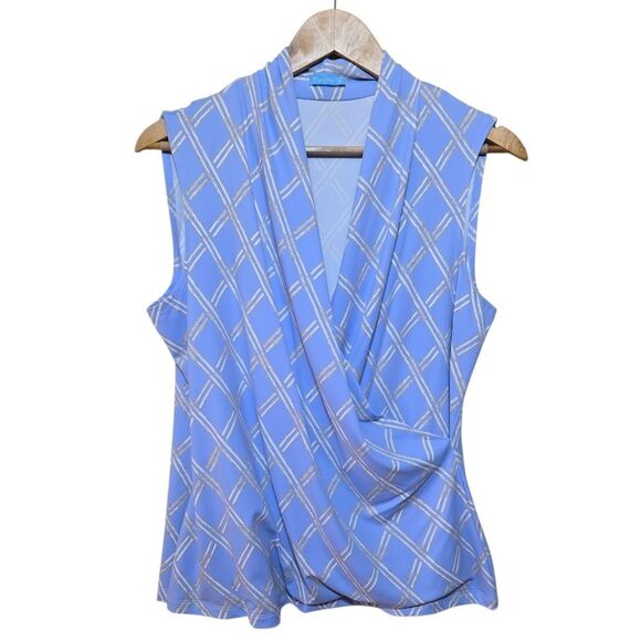 J. McLaughlin Catalina Cloth Wrap Top Size XL Sleeveless Tank Coastal Classic - Picture 1 of 7